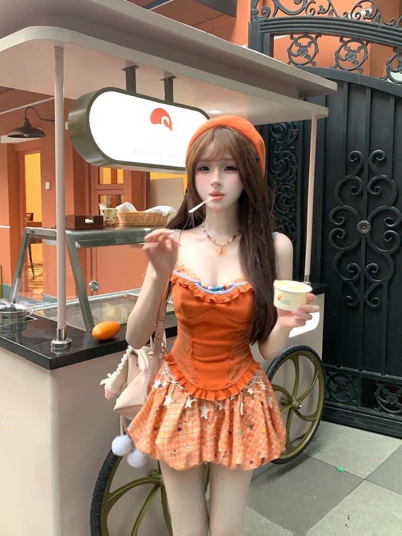 Summer New Orange Dopamine Swe - đánh giá và giá Summer Clothing For Girls