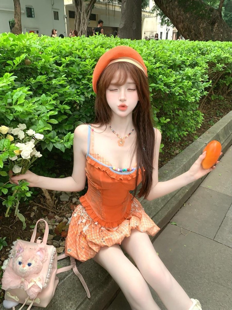 Summer New Orange Dopamine Swe - đánh giá và giá Summer Clothing For Girls