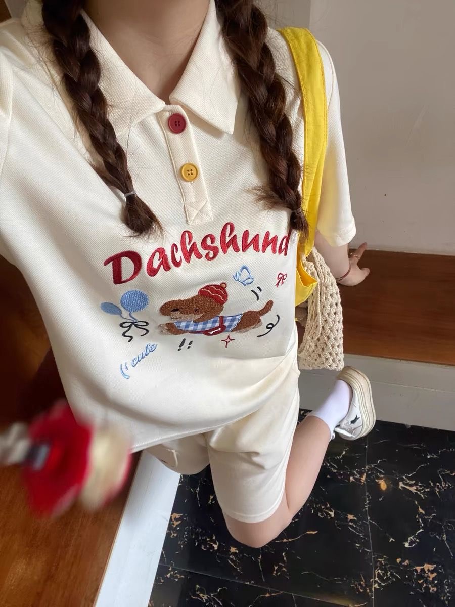 Kawaii Embroidery Dog Japan St - đánh giá và giá Summer Clothing Cartoon