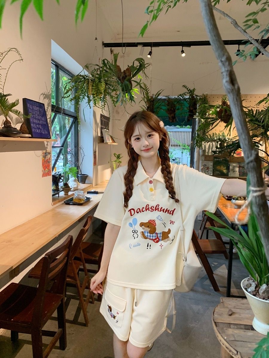 Kawaii Embroidery Dog Japan St - đánh giá và giá Summer Clothing Cartoon