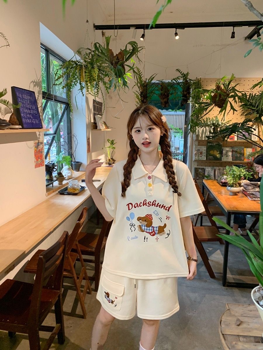 Kawaii Embroidery Dog Japan St - đánh giá và giá Summer Clothing Cartoon